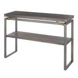 Lumisource Drift Industrial Console Table in Antique Metal with Espresso Wood-Pressed Grain Bamboo