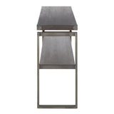 Lumisource Drift Industrial Console Table in Antique Metal with Espresso Wood-Pressed Grain Bamboo