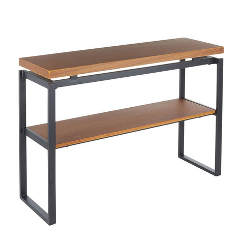 Lumisource Drift Industrial Console Table in Black Metal with Weathered Walnut Wood
