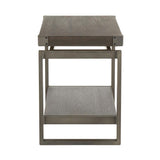 Lumisource Drift Industrial End Table in Antique Metal with Espresso Wood-Pressed Grain Bamboo