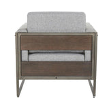 Lumisource Drift Industrial Lounge Chair in Antique Metal with Grey Fabric and Espresso Wood