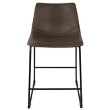 Lumisource Duke 26" Industrial Counter Stool in Black with Espresso Faux Leather and Orange Stitching - Set of 2
