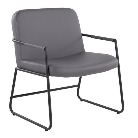 Lumisource Duke Contemporary Accent Chair in Black Steel and Grey Faux Leather