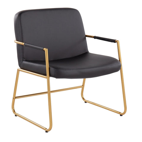 Lumisource Duke Contemporary Accent Chair in Gold Steel and Black Faux Leather