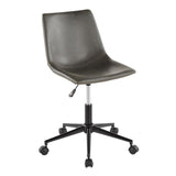 Lumisource Duke Industrial Task Chair in Black Metal Base and Grey Faux Leather with Orange Zig Zag Stitching