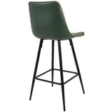 Lumisource Durango 26" Contemporary Counter Stool in Black with Green Vintage Faux Leather - Set of 2