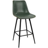Lumisource Durango 26" Contemporary Counter Stool in Black with Green Vintage Faux Leather - Set of 2