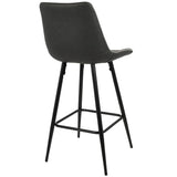 Lumisource Durango 26" Contemporary Counter Stool in Black with Grey Vintage Faux Leather - Set of 2