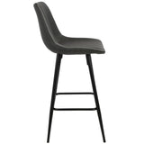 Lumisource Durango 26" Contemporary Counter Stool in Black with Grey Vintage Faux Leather - Set of 2