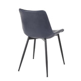 Lumisource Durango Contemporary Dining Chair in Black with Vintage Blue Faux Leather - Set of 2