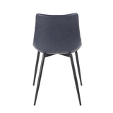 Lumisource Durango Contemporary Dining Chair in Black with Vintage Blue Faux Leather - Set of 2
