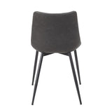 Lumisource Durango Contemporary Dining Chair in Black with Vintage Grey Faux Leather - Set of 2