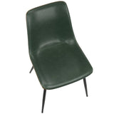 Lumisource Durango Industrial Dining Chair in Black with Green Vintage Faux Leather - Set of 2