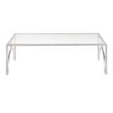 Lumisource Dynasty Modern Coffee Table in Brushed Stainless Steel and Clear Glass