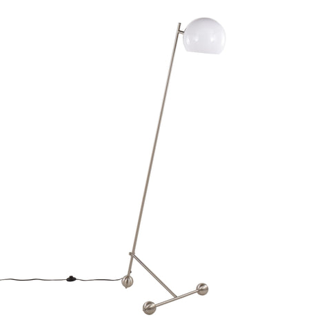 Lumisource Eileen Contemporary Floor Lamp in Brushed Nickel with White Plastic Shade