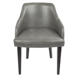 Lumisource Esteban Contemporary Dining Chair with Chrome Studded Trim in Espresso with Grey Faux Leather - Set of 2