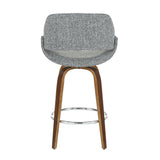 Lumisource Fabrico Mid-Century Modern Counter Stool in Walnut and Grey Noise Fabric - Set of 2