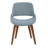 Lumisource Fabrico Mid-Century Modern Dining/Accent Chair in Walnut and Blue Noise Fabric - Set of 2