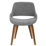 Lumisource Fabrico Mid-Century Modern Dining/Accent Chair in Walnut and Grey Noise Fabric - Set of 2