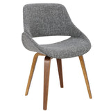 Lumisource Fabrico Mid-Century Modern Dining/Accent Chair in Walnut and Grey Noise Fabric - Set of 2