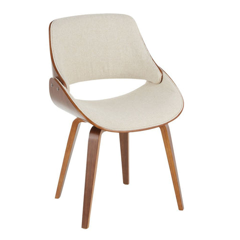 Lumisource Fabrizzi Mid-Century Modern Dining/Accent Chair in Walnut and Cream Fabric