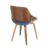 Lumisource Fabrizzi Mid-Century Modern Dining/Accent Chair in Walnut and Denim Blue - Set of 2