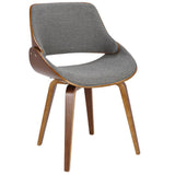 Lumisource Fabrizzi Mid-Century Modern Dining/Accent Chair in Walnut and Grey Fabric
