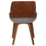 Lumisource Fabrizzi Mid-Century Modern Dining/Accent Chair in Walnut and Grey Fabric
