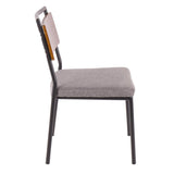 Lumisource Fiji Contemporary Chair in Black Metal with Grey Fabric and Walnut Wood Accent - Set of 2