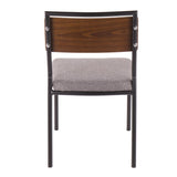 Lumisource Fiji Contemporary Chair in Black Metal with Grey Fabric and Walnut Wood Accent - Set of 2