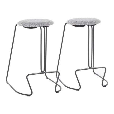 Lumisource Finn Contemporary Counter Stool in Black Steel and Charcoal Fabric - Set of 2