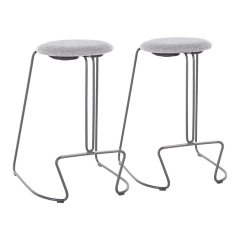 Lumisource Finn Contemporary Counter Stool in Grey Steel and Charcoal Fabric - Set of 2
