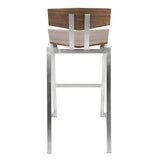Lumisource Flight Contemporary Stainless Steel Barstool in Walnut Wood - Set of 2