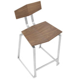 Lumisource Flight Contemporary Stainless Steel Counter Stool in Walnut Wood - Set of 2