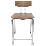 Lumisource Flight Contemporary Stainless Steel Counter Stool in Walnut Wood - Set of 2