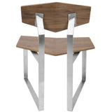 Lumisource Flight Modern-Industrial Dining/Accent Chair in Stainless Steel and Walnut - Set of 2