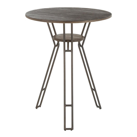 Lumisource Folia Industrial Counter Table in Antique Metal and Espresso Bamboo