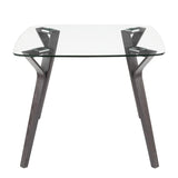 Lumisource Folia Mid-Century Modern Dining Table in Dark Grey Wood and Clear Glass