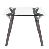 Lumisource Folia Mid-Century Modern Dining Table in Dark Grey Wood and Clear Glass