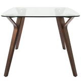 Lumisource Folia Mid-Century Modern Dining Table in Walnut and Glass
