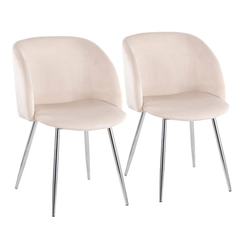 Lumisource Fran Contemporary Chair in Chrome and Cream Velvet - Set of 2