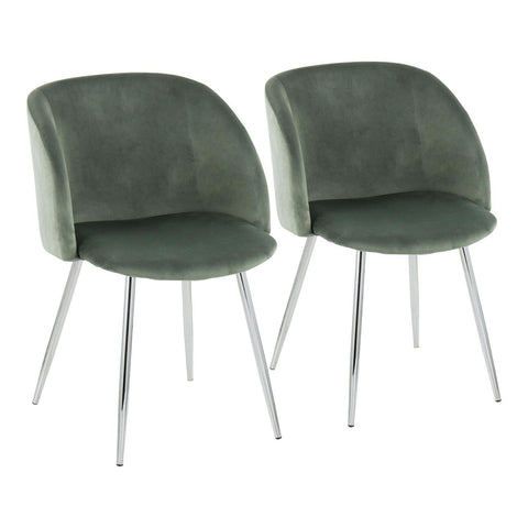 Lumisource Fran Contemporary Chair in Chrome and Sage Green Velvet - Set of 2
