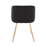 Lumisource Fran Contemporary Chair in Gold Metal and Black Velvet - Set of 2