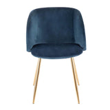 Lumisource Fran Contemporary Chair in Gold Metal and Blue Velvet - Set of 2