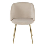 Lumisource Fran Contemporary Chair in Gold Metal and Cream Velvet - Set of 2