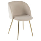 Lumisource Fran Contemporary Chair in Gold Metal and Cream Velvet - Set of 2