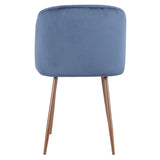 Lumisource Fran Contemporary Dining Chair in Walnut and Blue Velvet - Set of 2