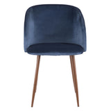 Lumisource Fran Contemporary Dining Chair in Walnut and Blue Velvet - Set of 2