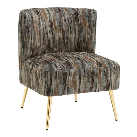 Lumisource Fran Contemporary Slipper Chair in Gold Metal and Grey Fabric