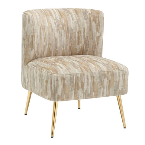 Lumisource Fran Contemporary Slipper Chair in Gold Metal and Light Brown Fabric